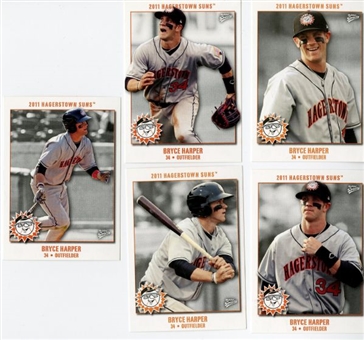Lot of 500 Bryce Harper Pre-Rookie Card Sets (5 cards/set) 2011 Hagerstown Suns